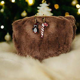 El Yapımı Cam  Altın Kaplama Figürlü Küpe ( Kararma Yapmaz )