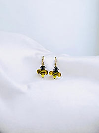 El Yapımı Cam  Altın Kaplama Figürlü Küpe ( Kararma Yapmaz )