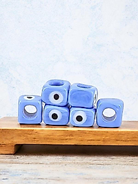 El Yapımı Lila Renkli Murano Gözlü Kare Boncuk