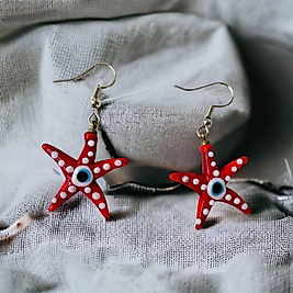 El Yapımı Cam Altın Kaplama Küpe