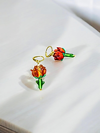 El Yapımı Cam  Altın Kaplama Figürlü Küpe ( Kararma Yapmaz )