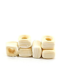 El Yapımı Krem Renkli Murano Kare Cam Boncuk