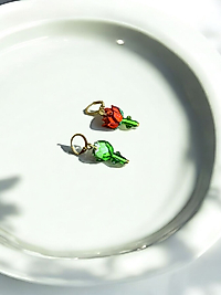 El Yapımı Cam  Altın Kaplama Figürlü Küpe ( Kararma Yapmaz )