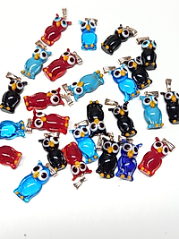 Baykuş Figürlü Karışık Renk Kolye Ucu