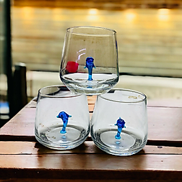 3lü Cam Figürlü Su Bardağı Seti