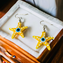 El Yapımı Cam Altın Kaplama Küpe