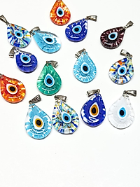 Damla Model Çiçek Desenli Karışık Renk Kolye Ucu