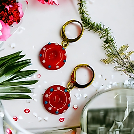 El Yapımı Cam Altın Kaplama Küpe