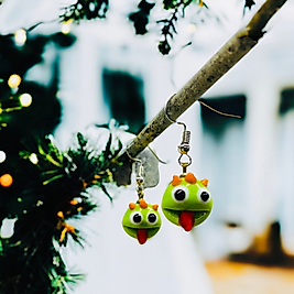 El Yapımı Cam Altın Kaplama Küpe